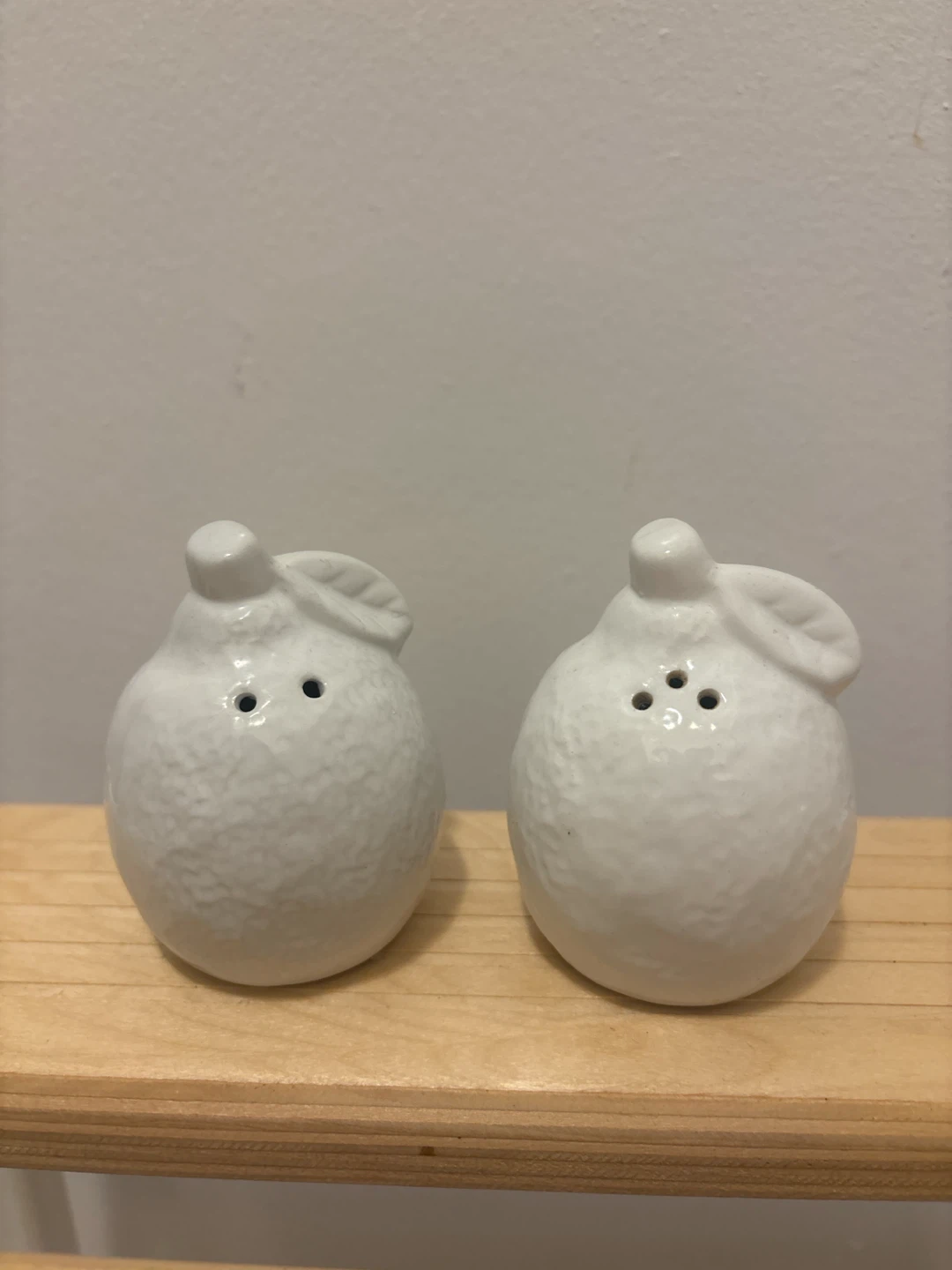 White Pear Shaped Salt and Pepper Shakers