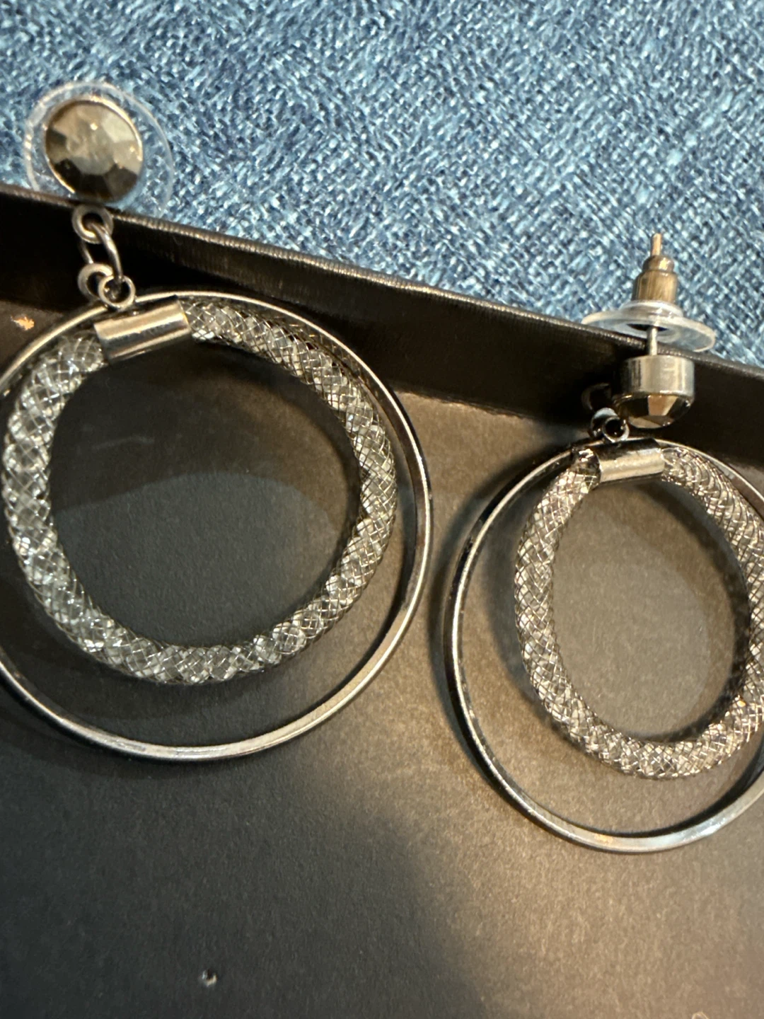 Hoop Earrings with Crystal Mesh - photo 2