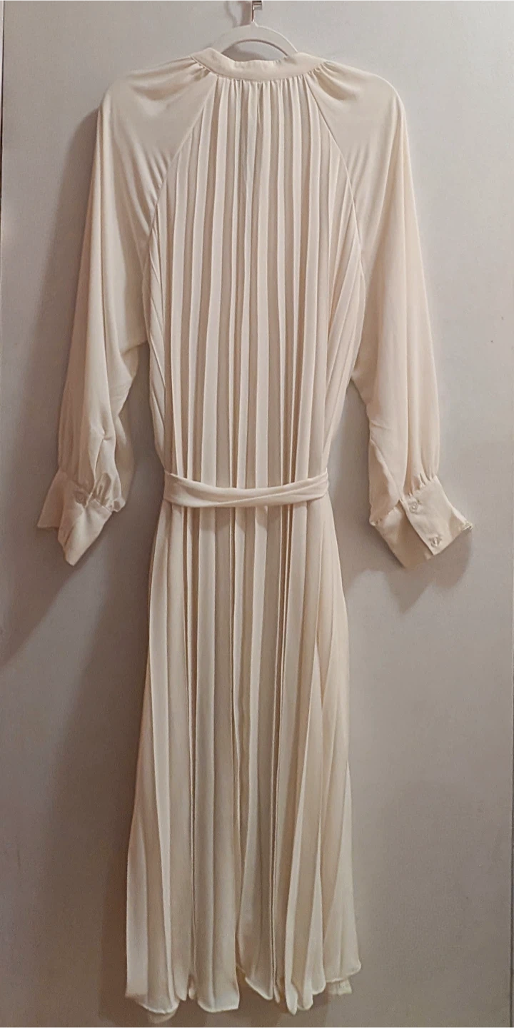 H&M Cream Pleated Long Sleeve Dress/Wedding Dress  Size XL - photo 2