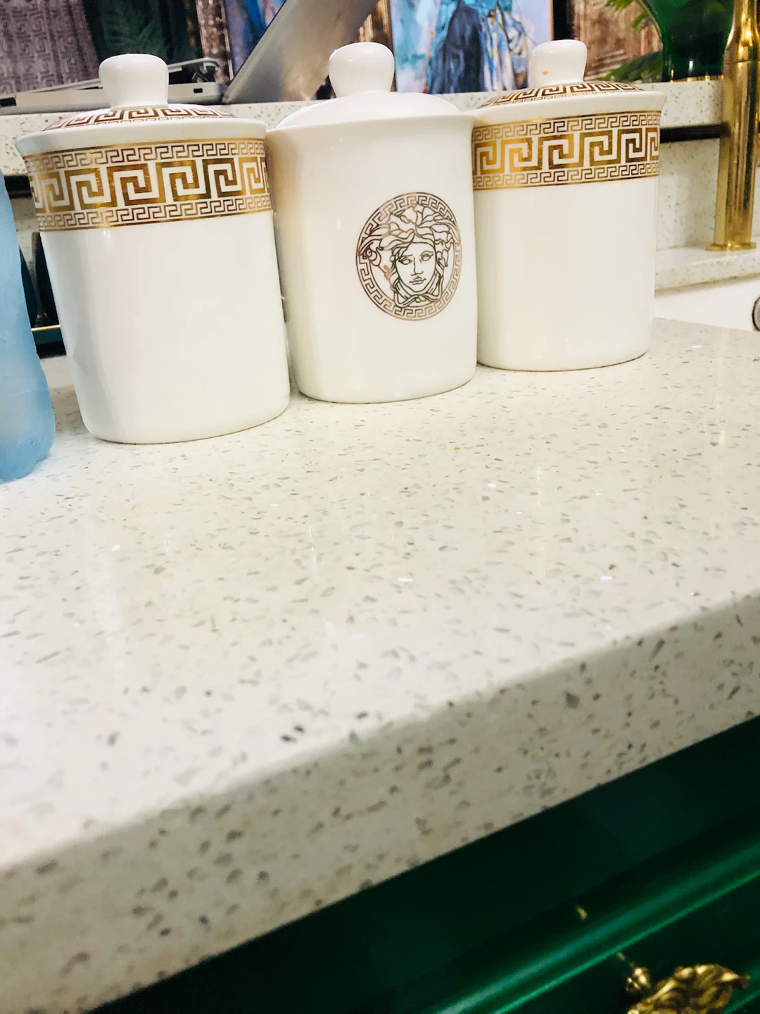 Meduza  Style White and Gold Ceramic Canister Set