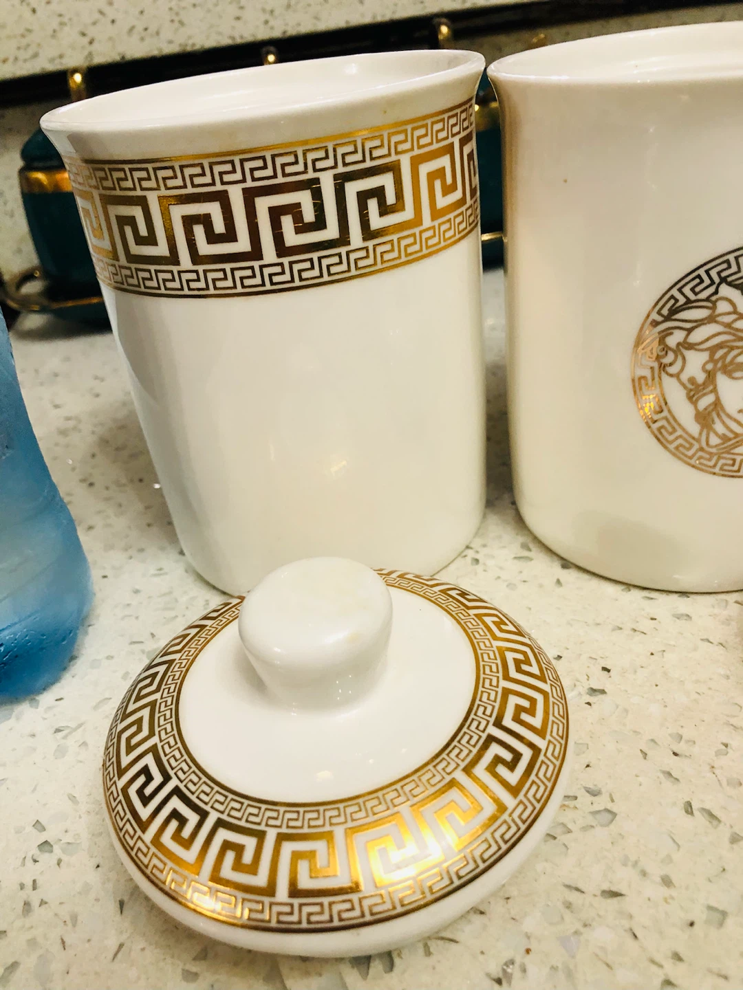 Meduza  Style White and Gold Ceramic Canister Set - photo 3