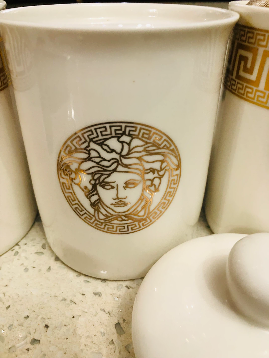 Meduza  Style White and Gold Ceramic Canister Set - photo 4