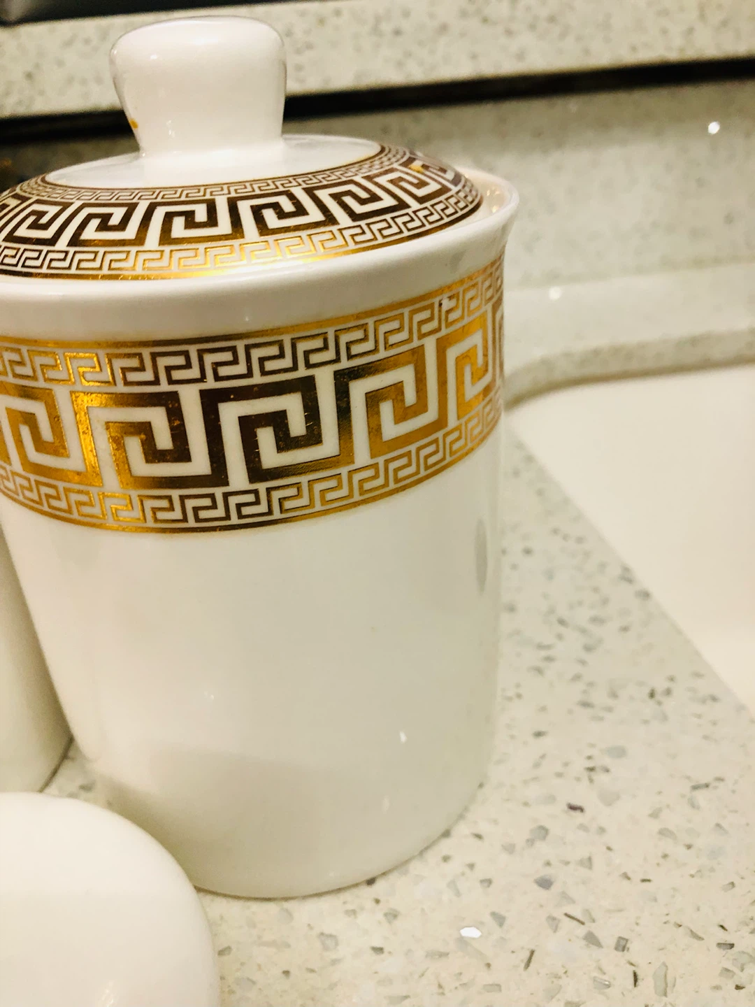 Meduza  Style White and Gold Ceramic Canister Set - photo 5