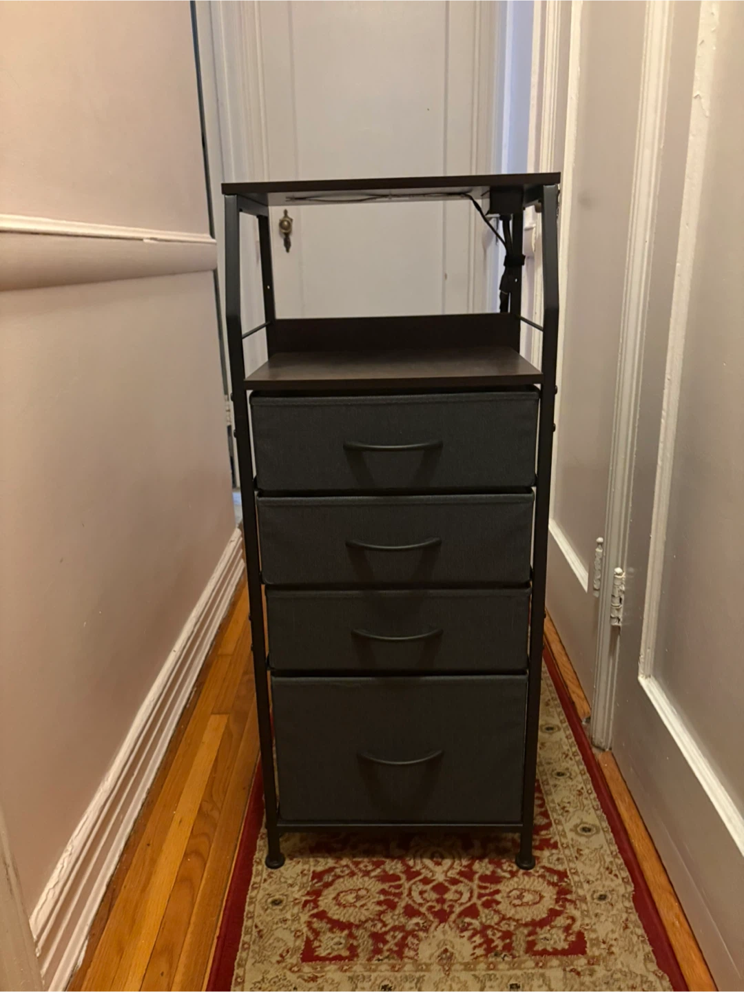Tall 4 Drawer Night Stand with Electrical - Grey