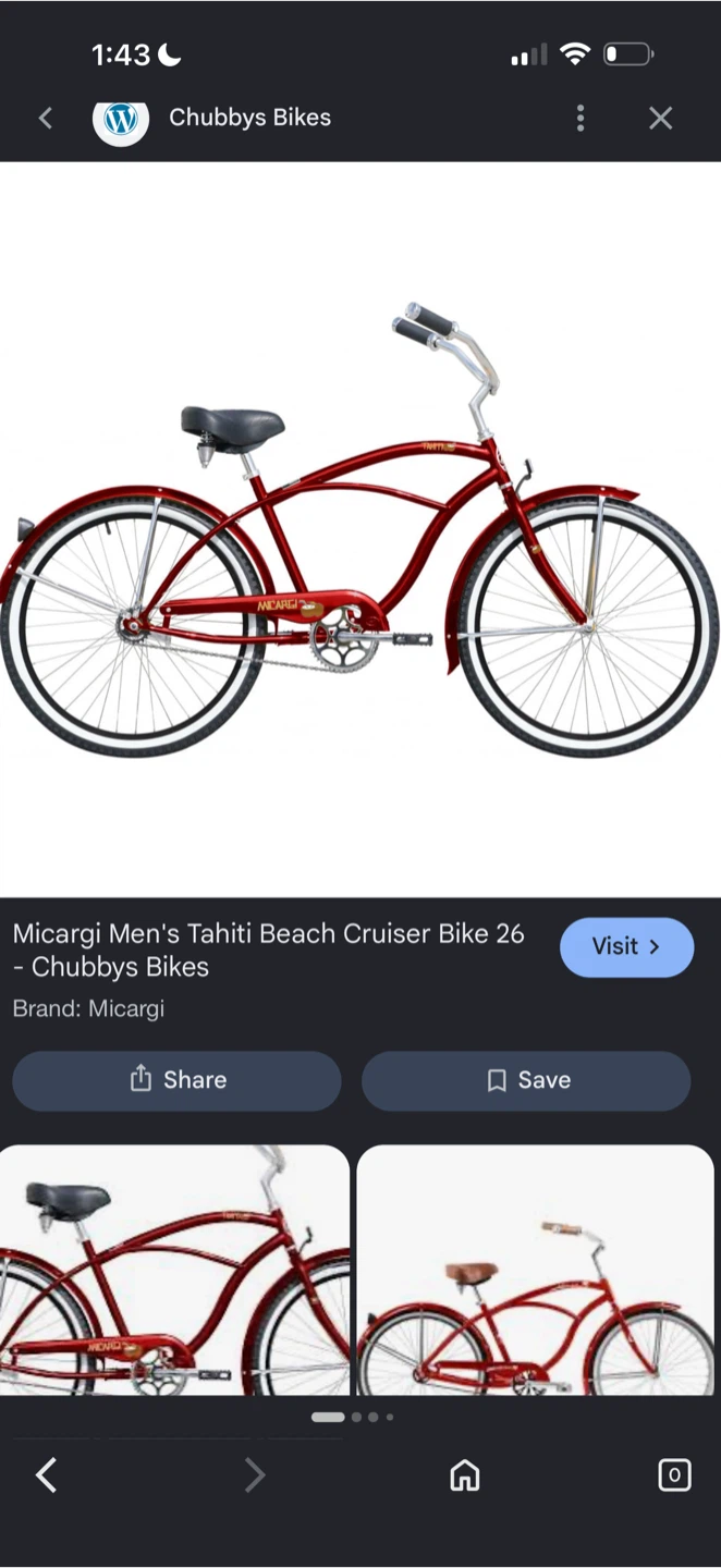 Micargi Men's Tahiti Beach Cruiser Bike 26