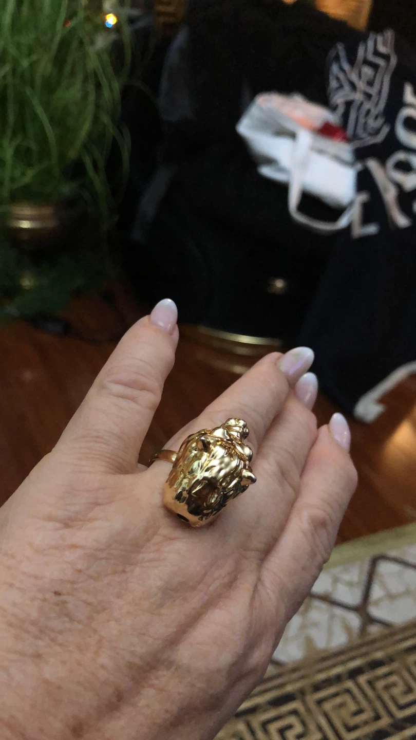 Gold plated tiger head ring and bracelet set - photo 2