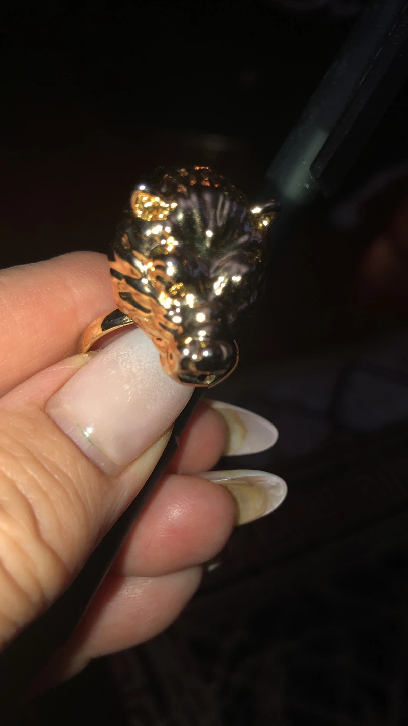 Gold plated tiger head ring and bracelet set - photo 3
