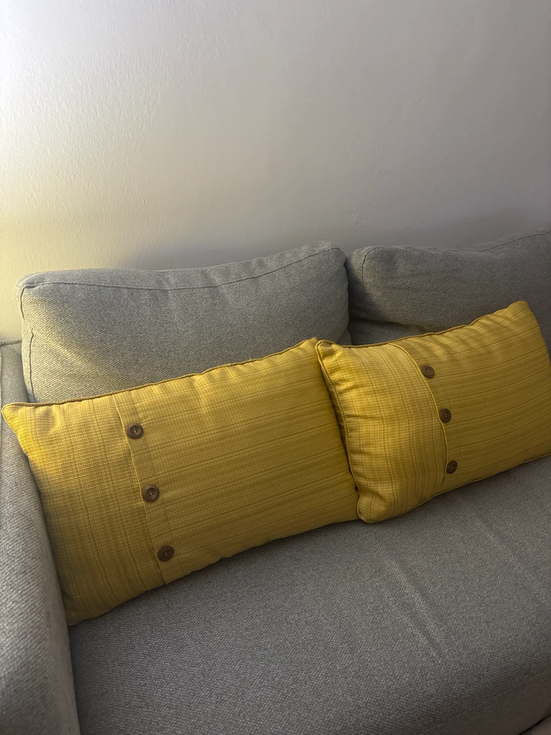Bouclair Yellow Accent Pillow with Buttons
