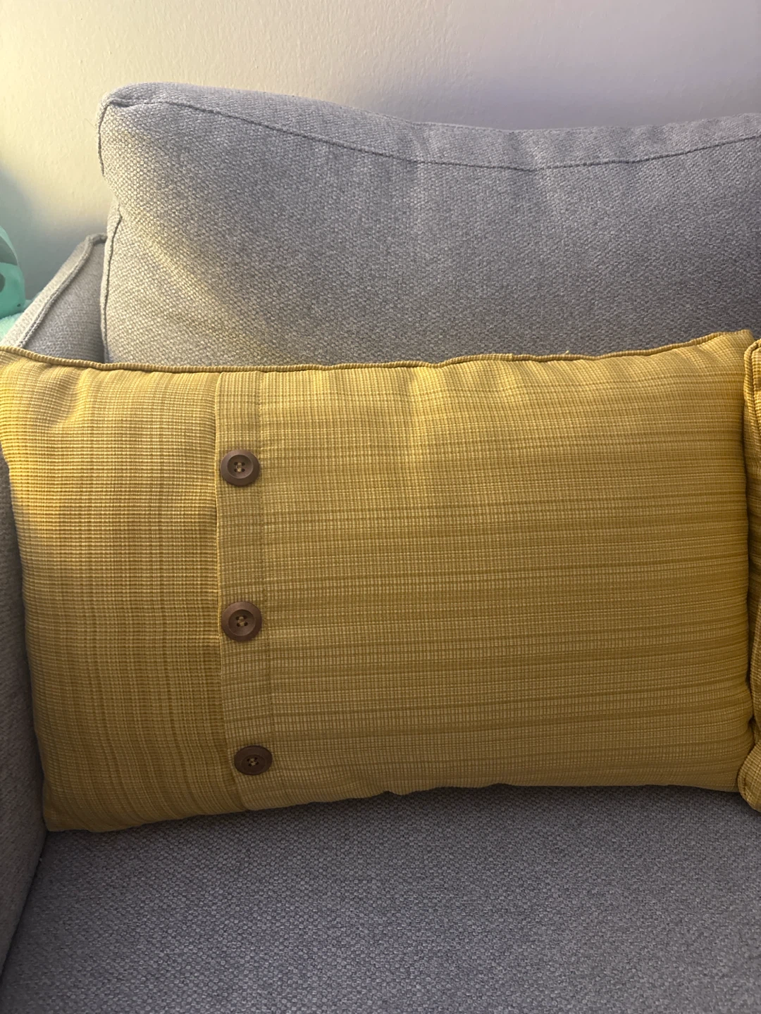 Bouclair Yellow Accent Pillow with Buttons - photo 2
