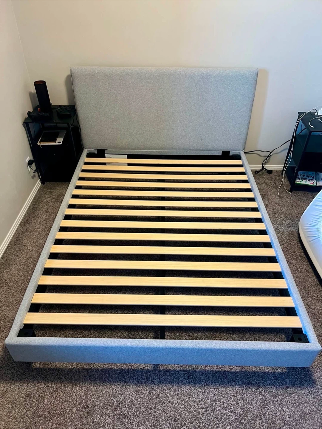 Queen Upholstered Bed Frame — Excellent Condition, Moving Sale