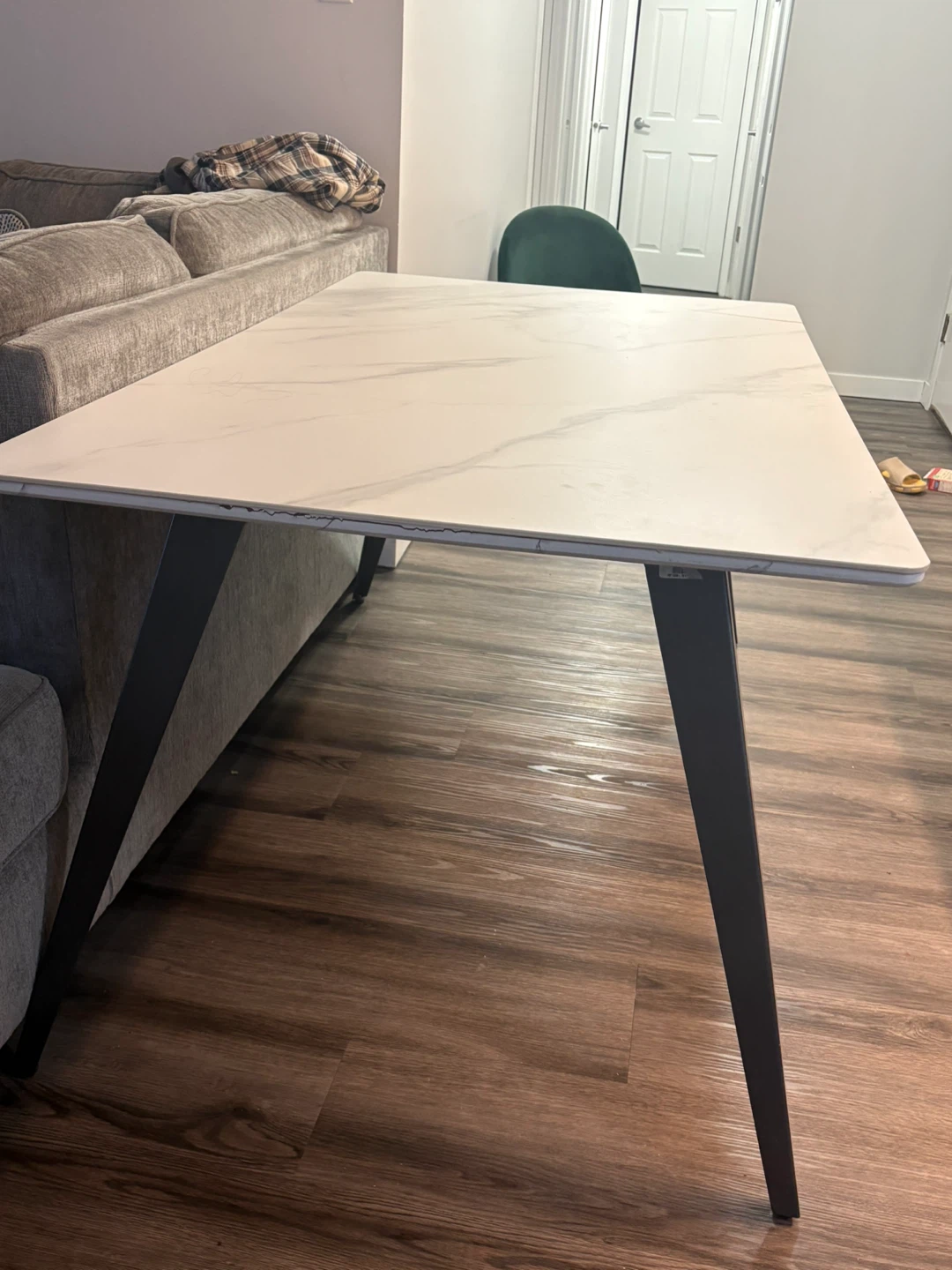 Marble Top Dining Table with Black Legs - photo 2