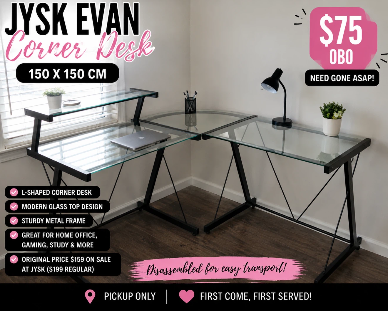 JYSK Evan Corner Desk (150 x 150 cm)