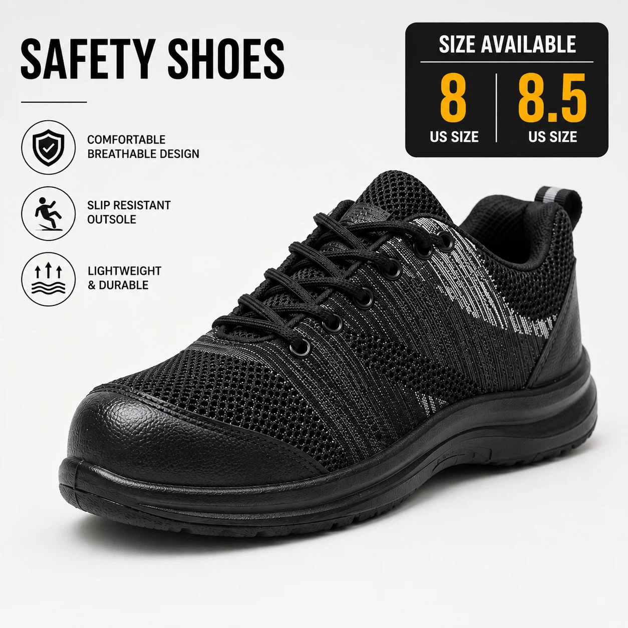 Black Steel Toe Safety Shoes