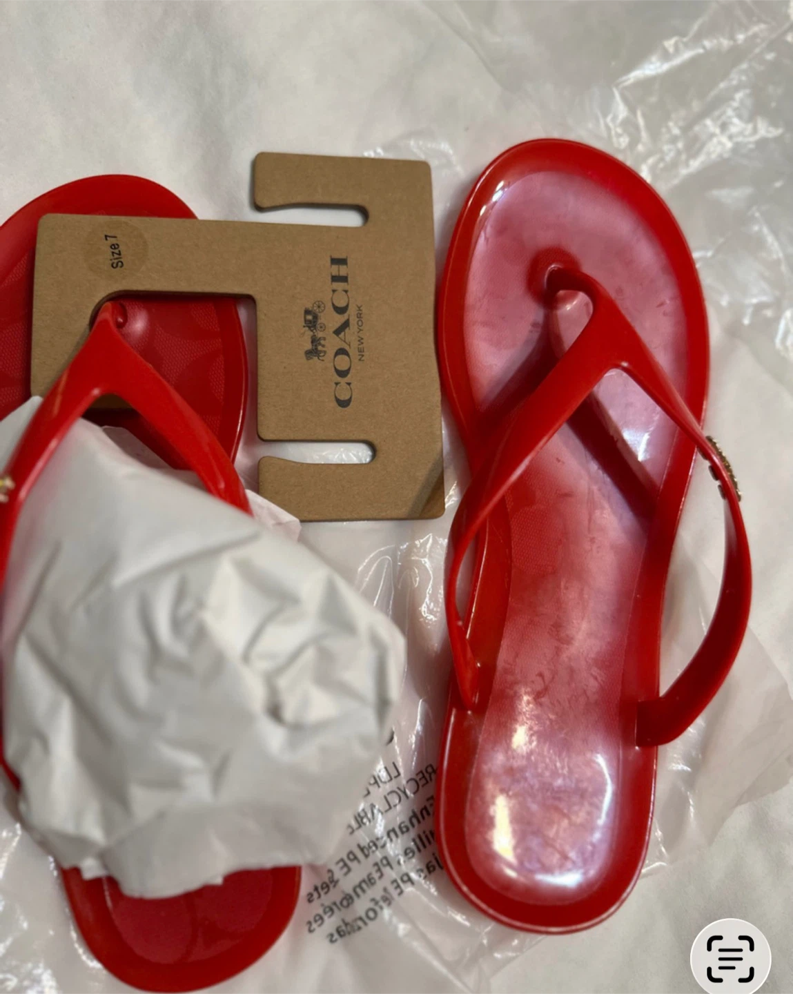 New Coach Red Jelly Flip Flops Size 7