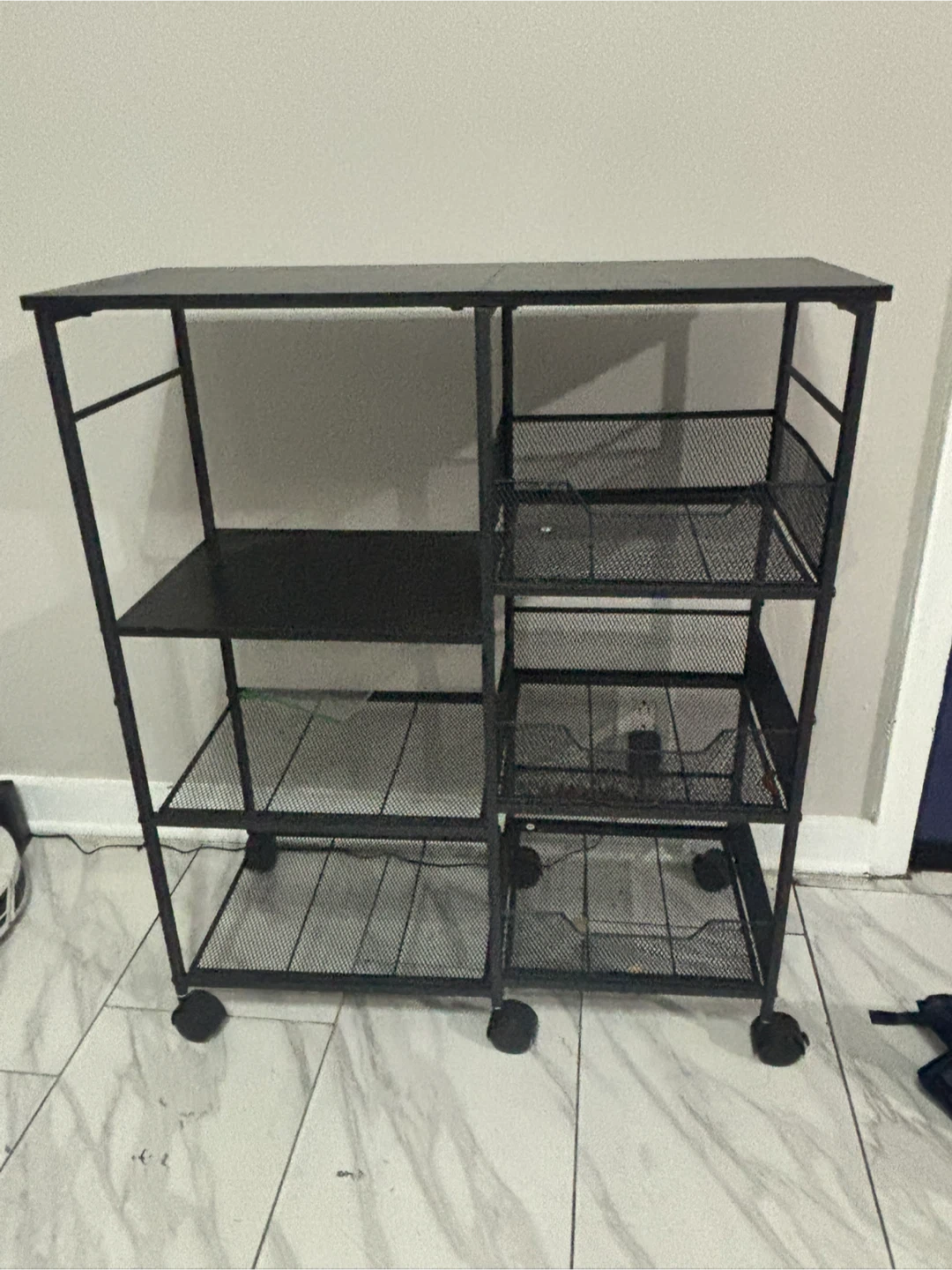 SWTYMIKI Black Rolling Kitchen Cart