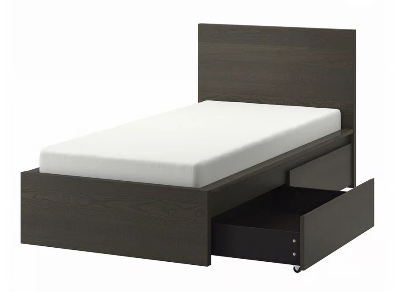 IKEA Malm Single Bed Frame with 2 Drawers - Dark Brown