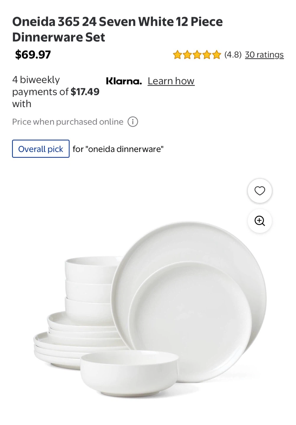 Brand New Oneida 12pc White Dinnerware Set