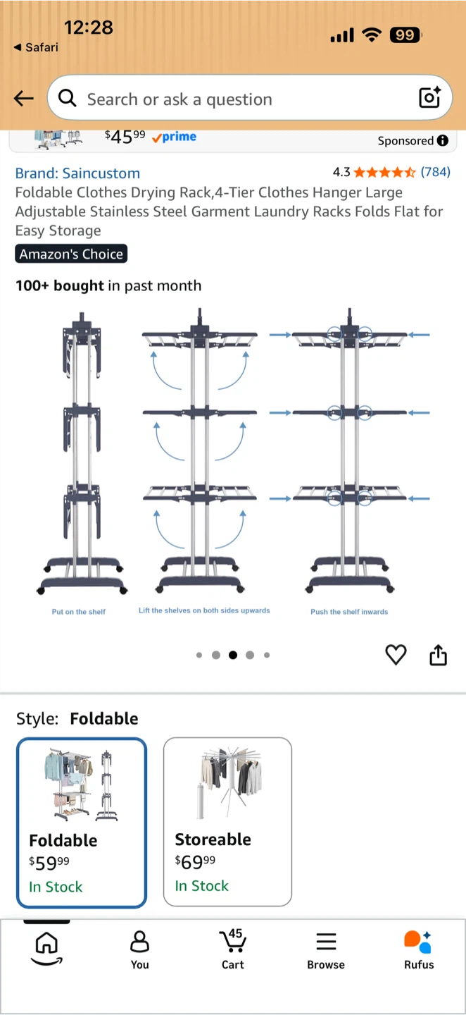 Saincustom Foldable Clothes Drying Rack