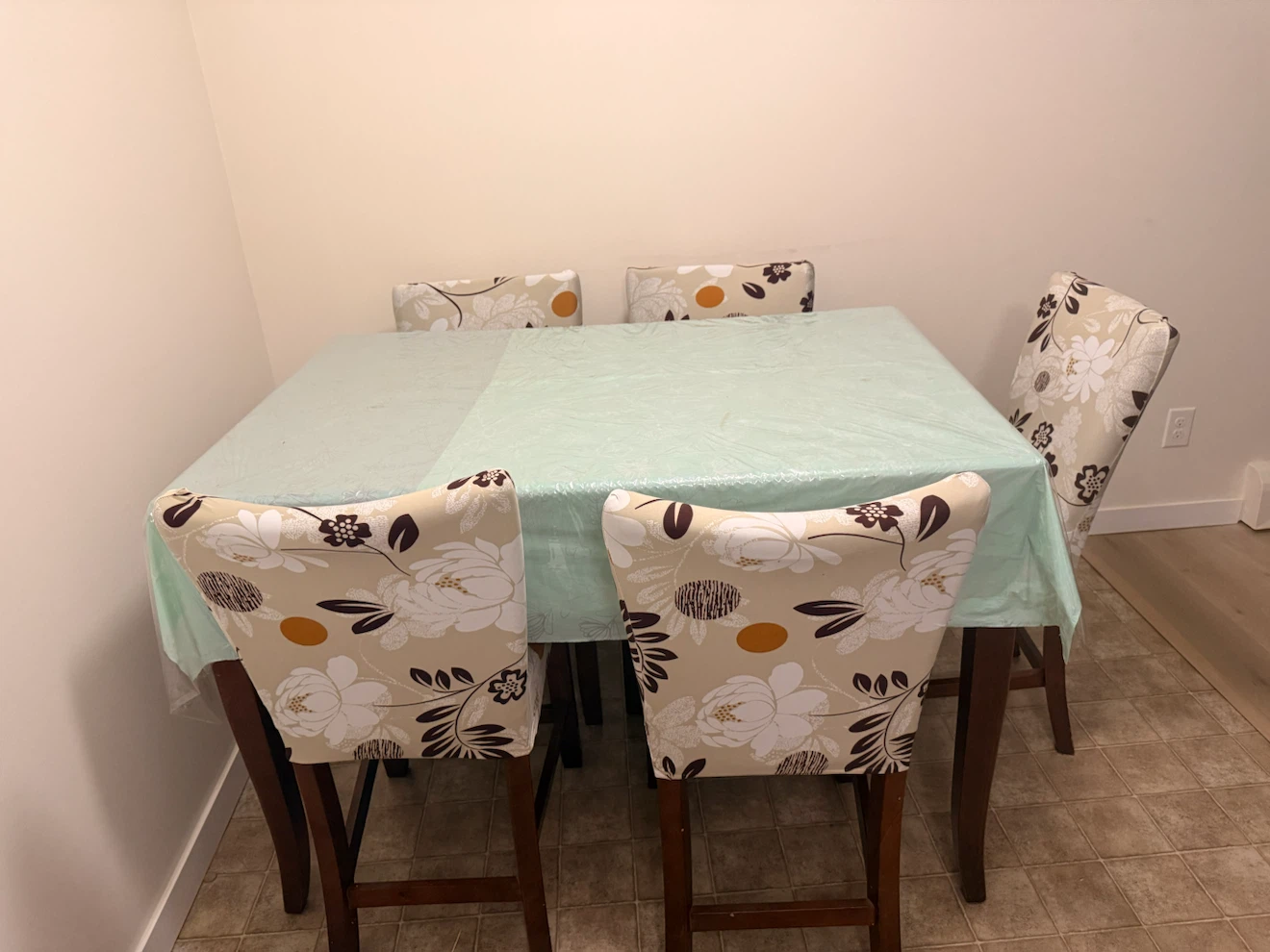Wooden counter height dining table with 6 chairs - photo 2