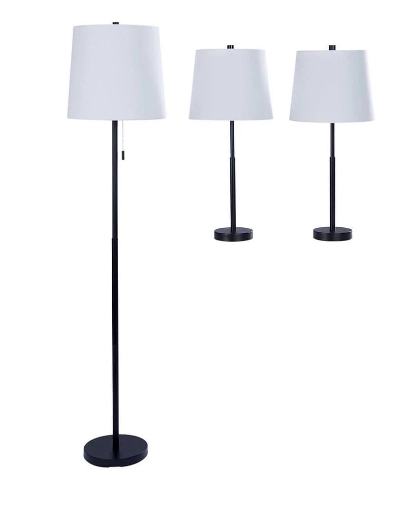 Brand New Hometrends Floor & Table Lamp Set 3pc - photo 2