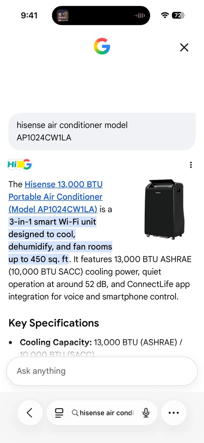 Hisense Portable Air Conditioner - photo 2