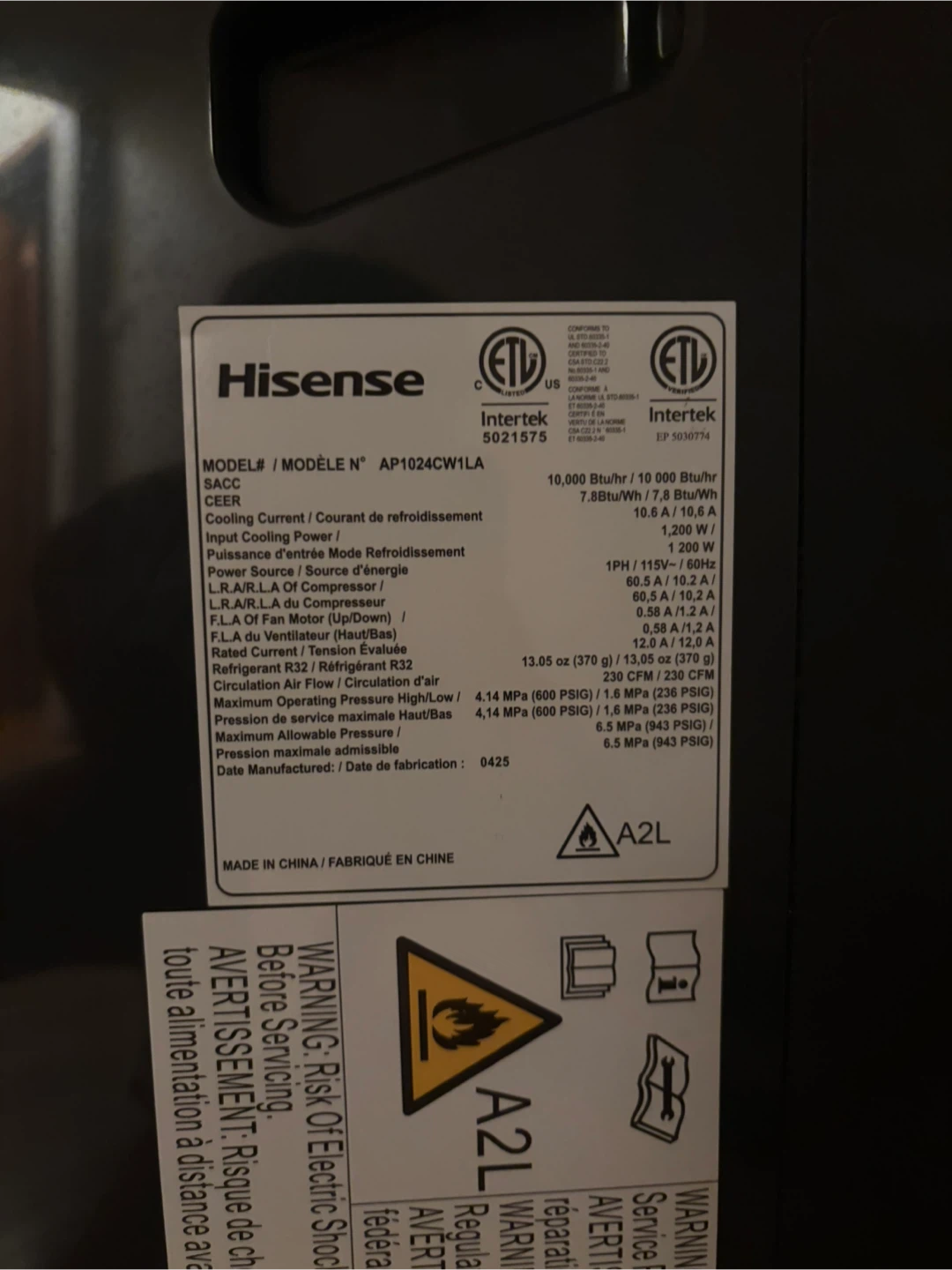 Hisense Portable Air Conditioner - photo 3