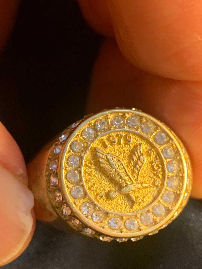 Gold Eagle Signet Ring with Crystals - photo 4
