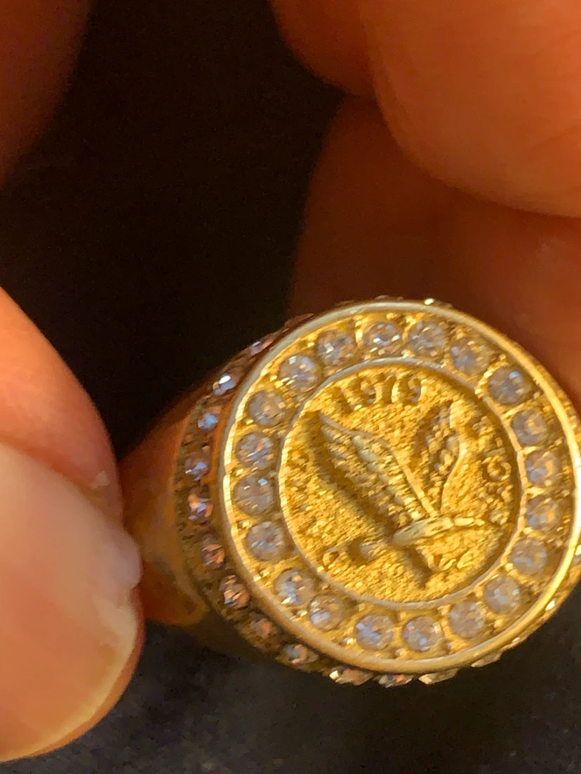Gold Eagle Signet Ring with Crystals - photo 5