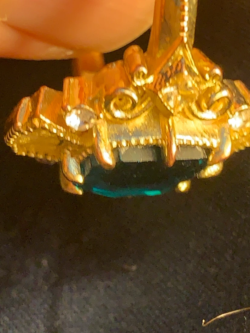 Gold-toned 925 sterling silver ring with blue stone - photo 3