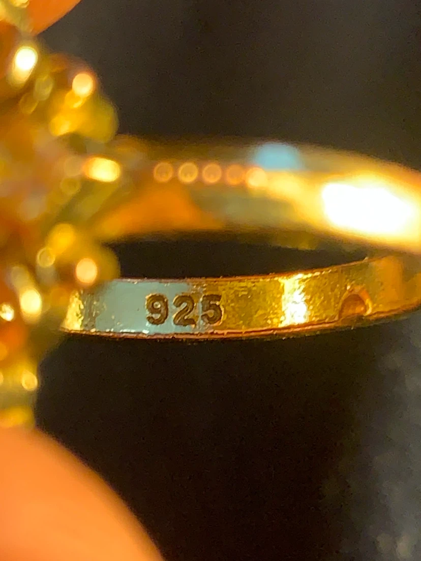 Gold-toned 925 sterling silver ring with blue stone - photo 5