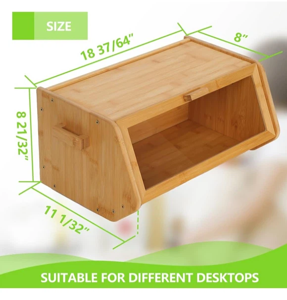 Bamboo Bread Box with Clear Lid - photo 2