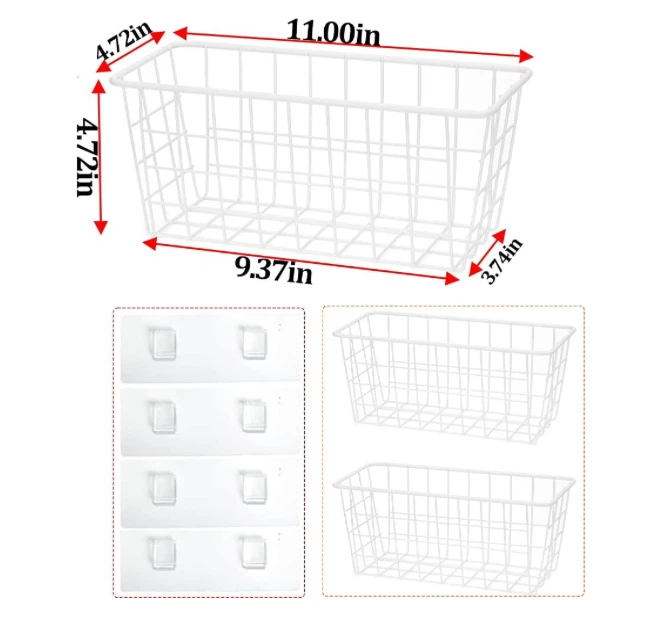 White Wire Storage Basket 6pcs