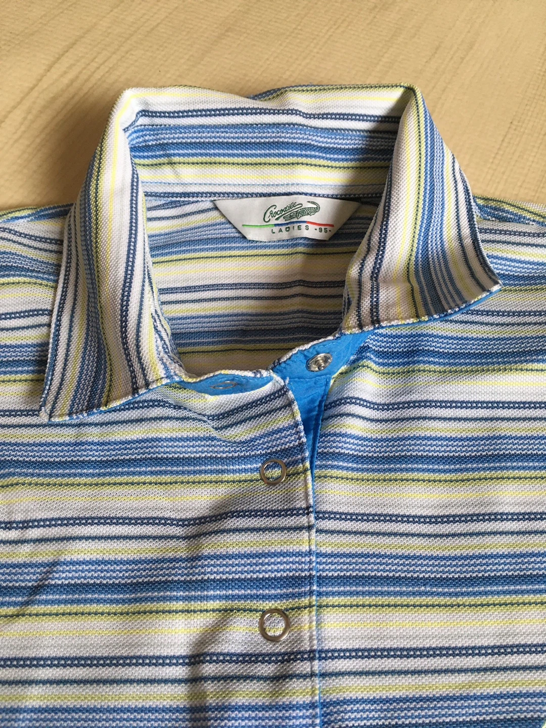 Crocodile Ladies Polo Shirt - Blue Stripe