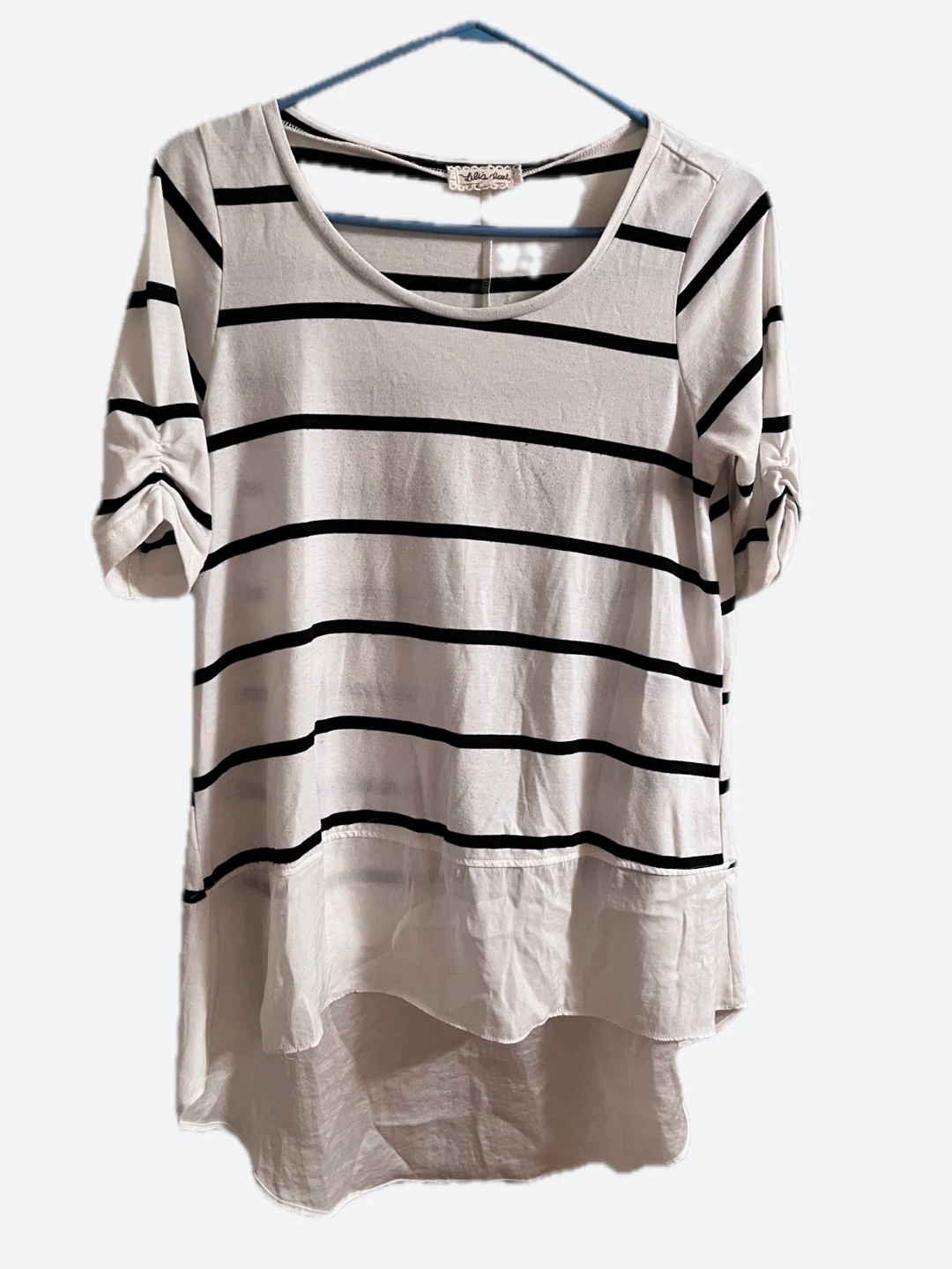 Striped T-Shirt with Sheer Hem