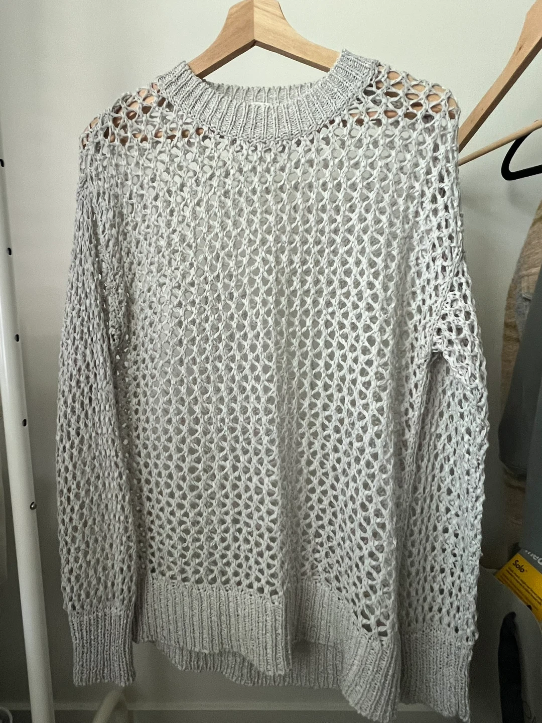 Oak + Fort Grey Mesh Knit Sweater