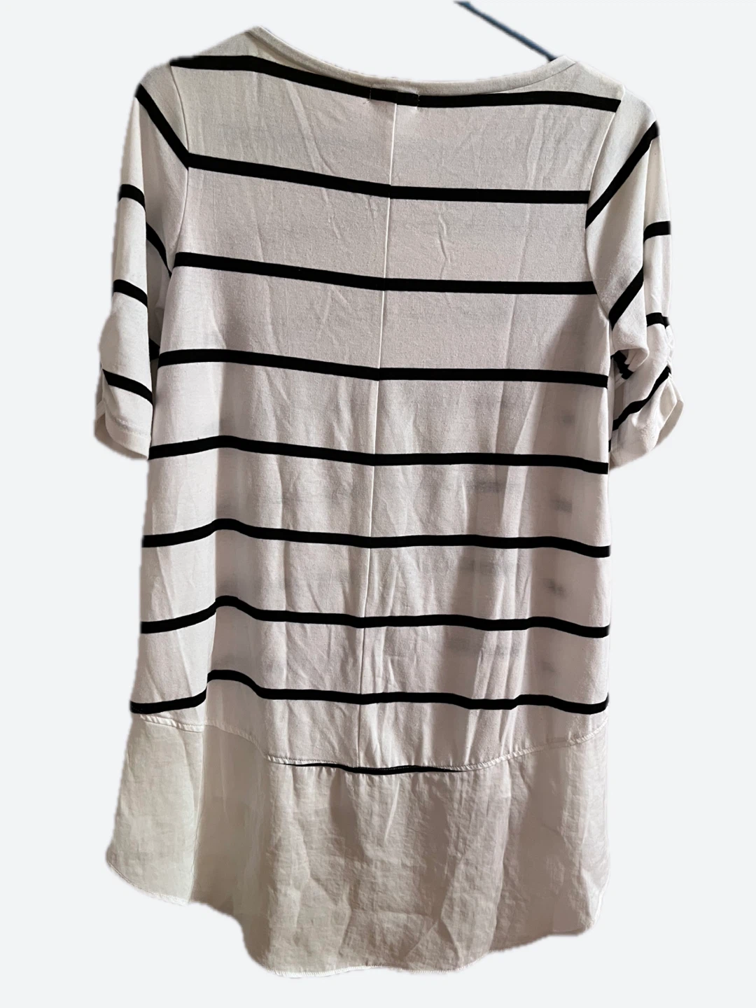 Striped T-Shirt with Sheer Hem - photo 2