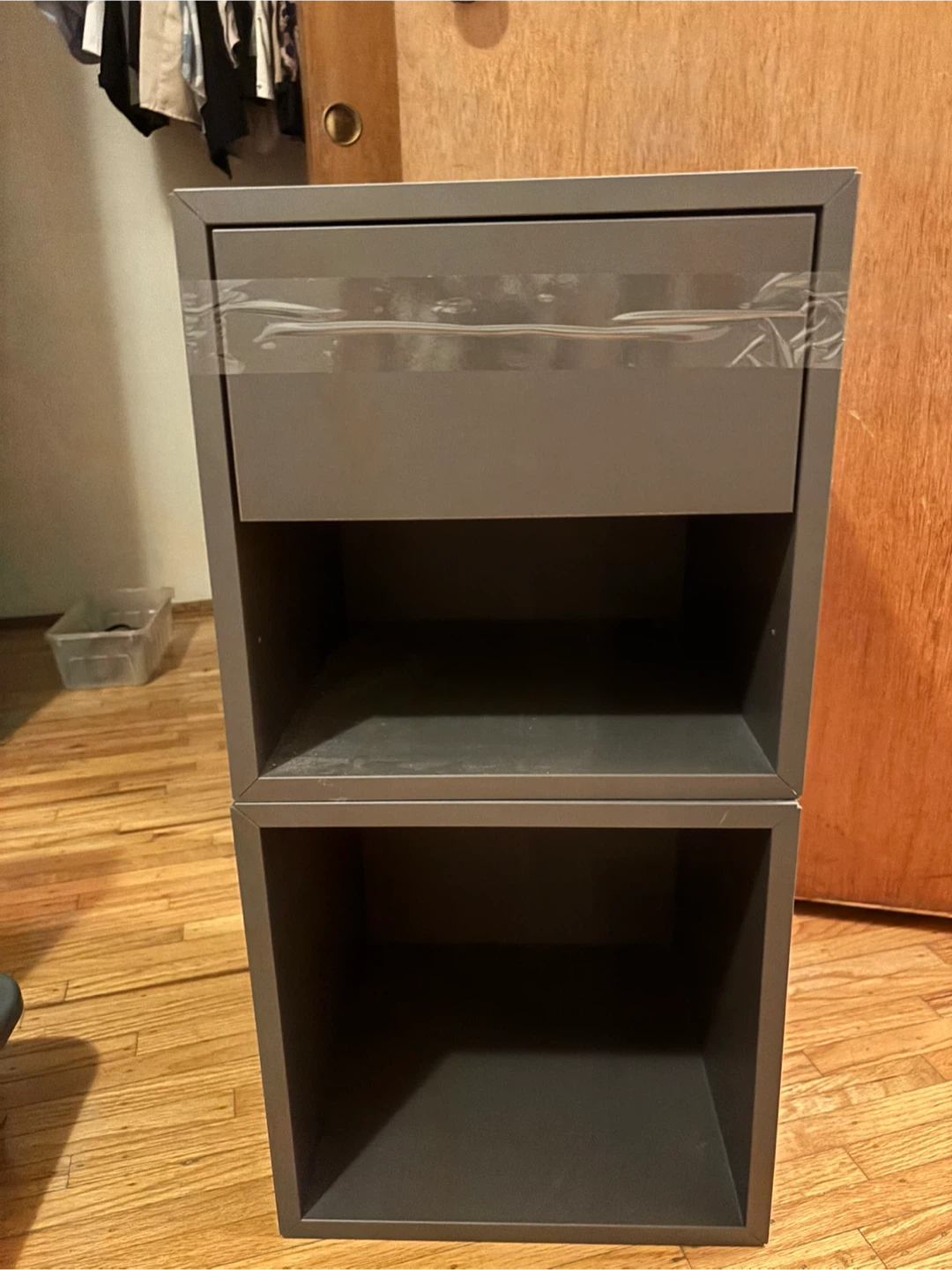 Grey Cube Storage Unit with Drawer