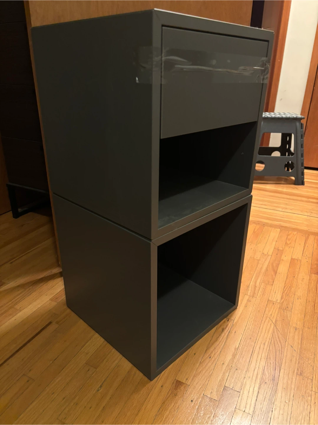 Grey Cube Storage Unit with Drawer - photo 2