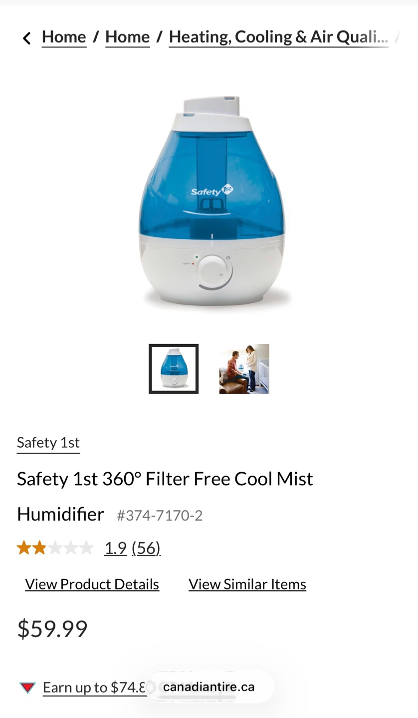 Safety 1st 360° Filter Free Cool Mist Humidifier - photo 2
