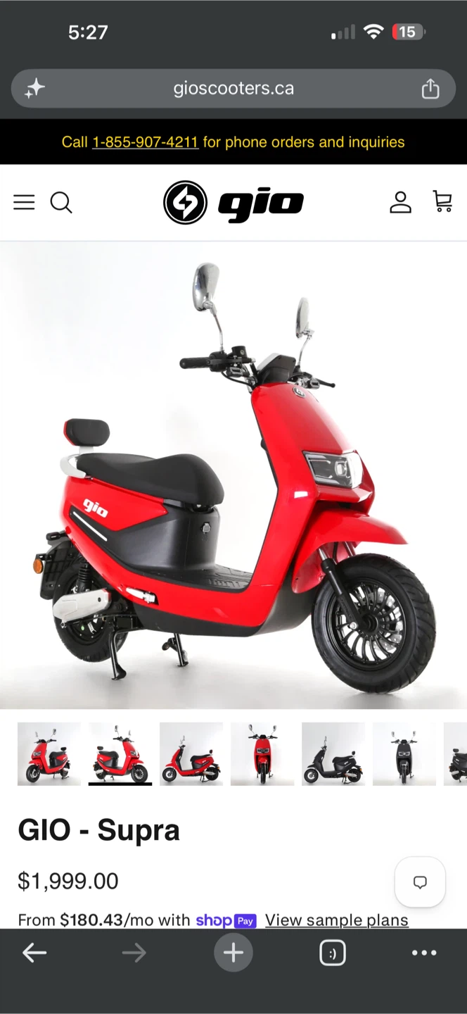 Red GIO Supra Electric Scooter NEW