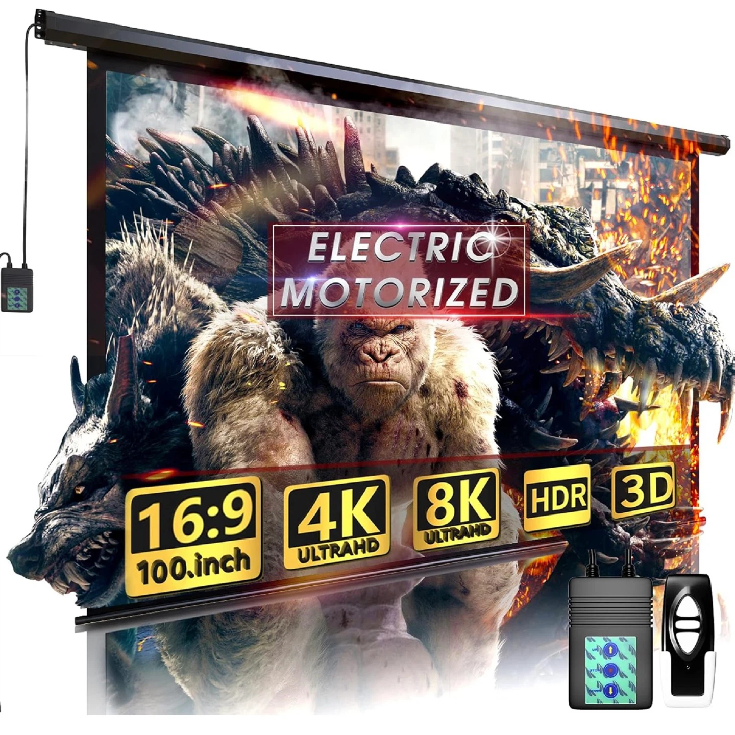 100" Electric Motorized Projector Screen