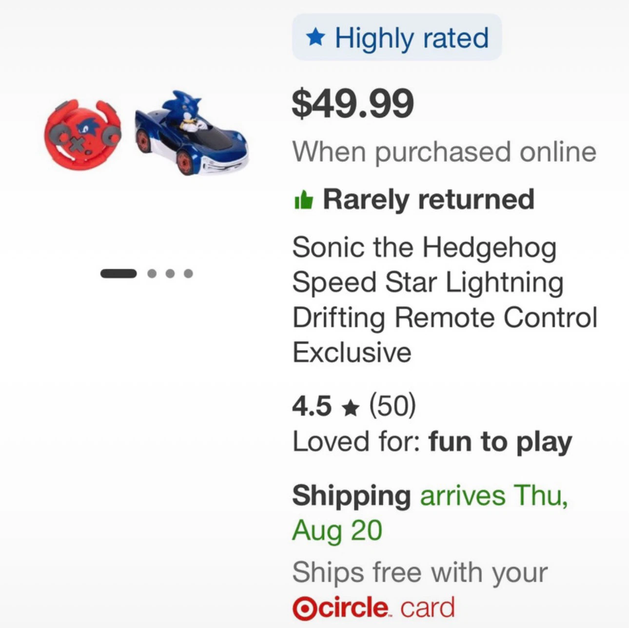 Sonic the Hedgehog Speed Star Lightning Drifting RC Car - photo 3