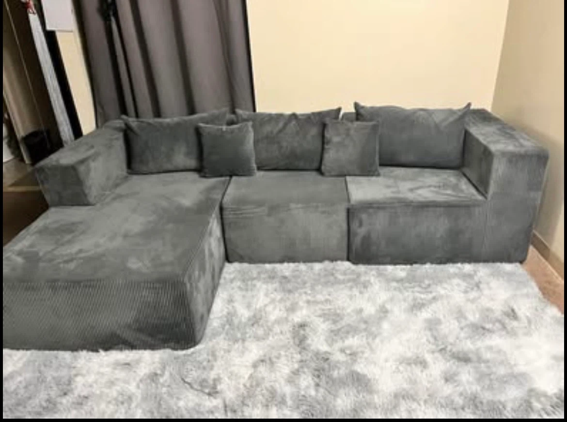 Grey “ boneless” sectional sofa