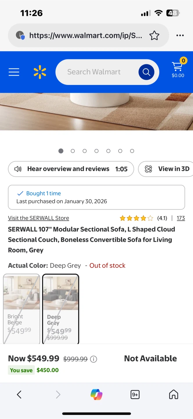 Grey “ boneless” sectional sofa - photo 3
