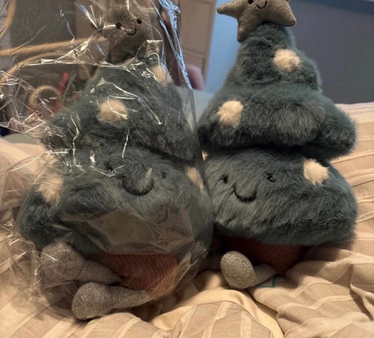 Jellycat Christmas trees $100 each tags on