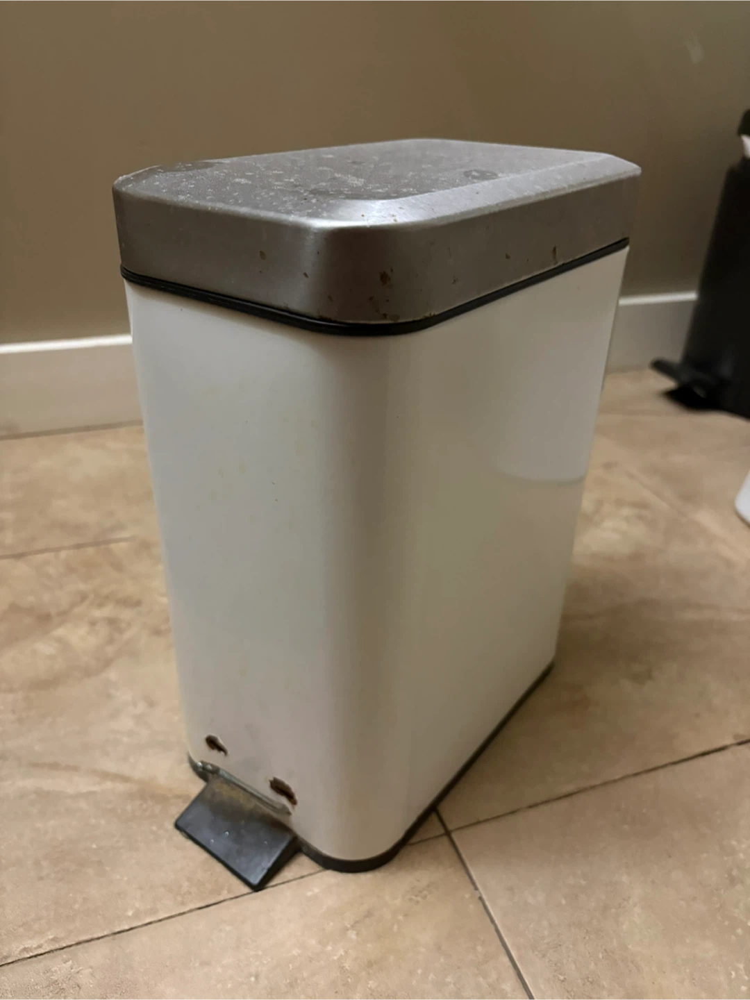 White Step Trash Can