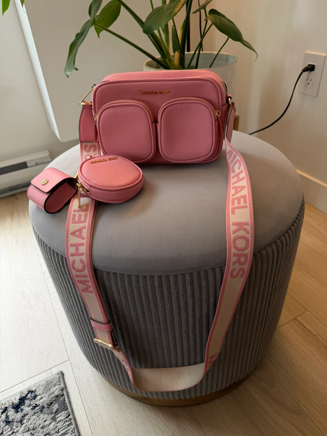 Michael Kors Pink Camera Bag Set
