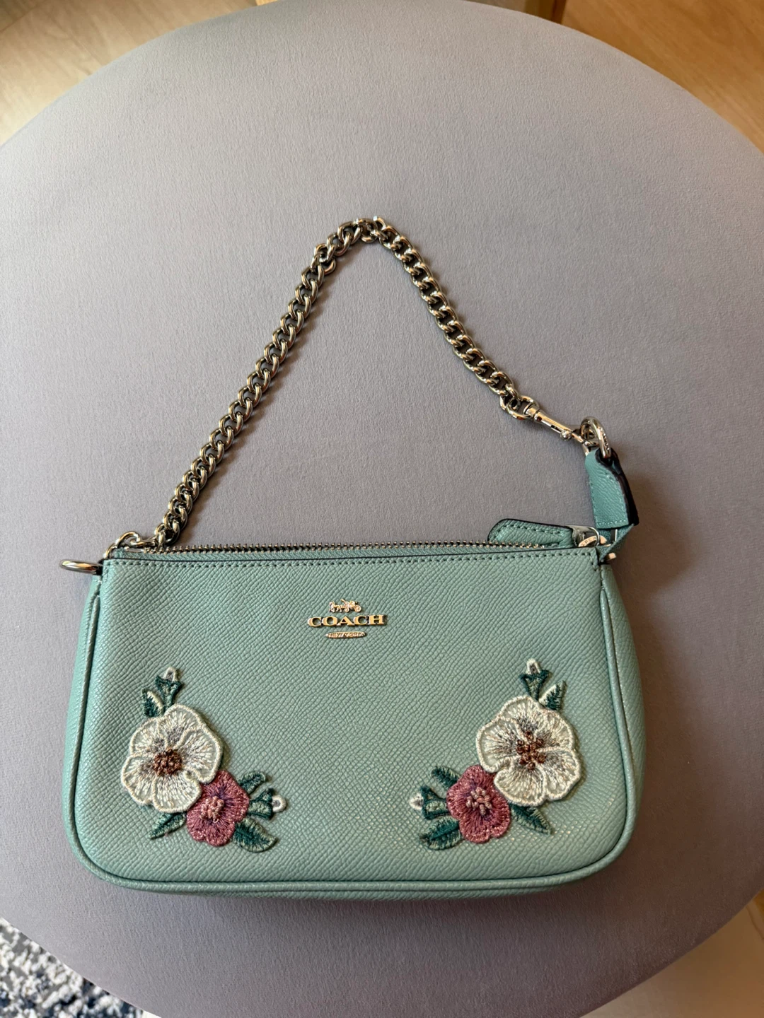 Coach Wristlet with Floral Embroidery