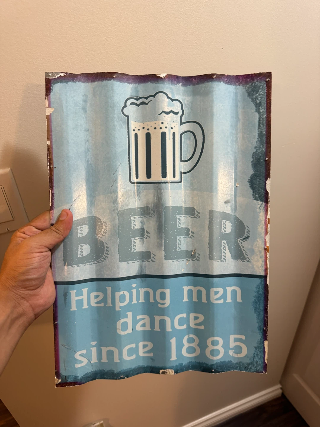 Corrugated Metal Beer Sign