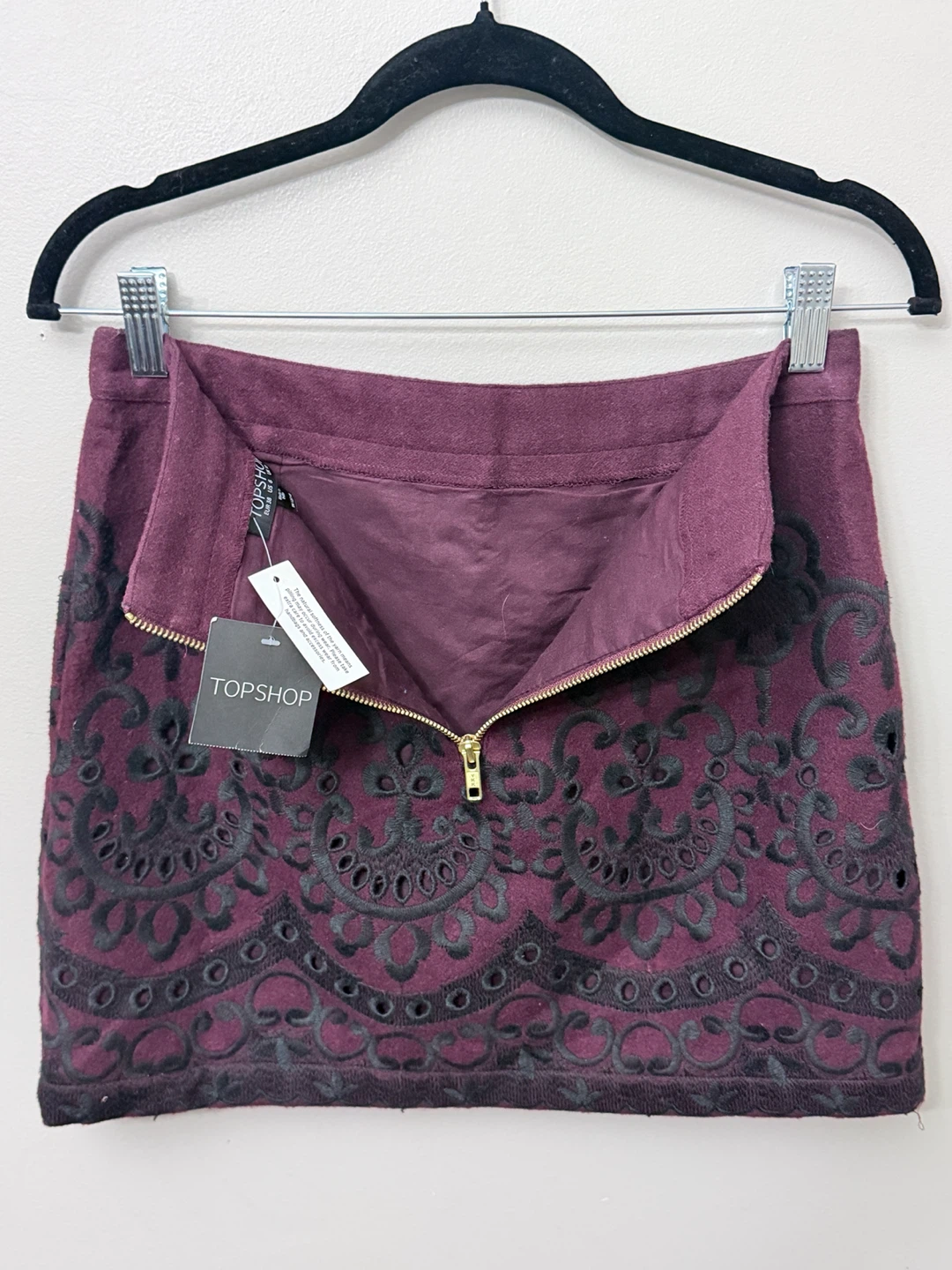 Topshop Burgundy Embroidered Mini Skirt 6 - photo 4